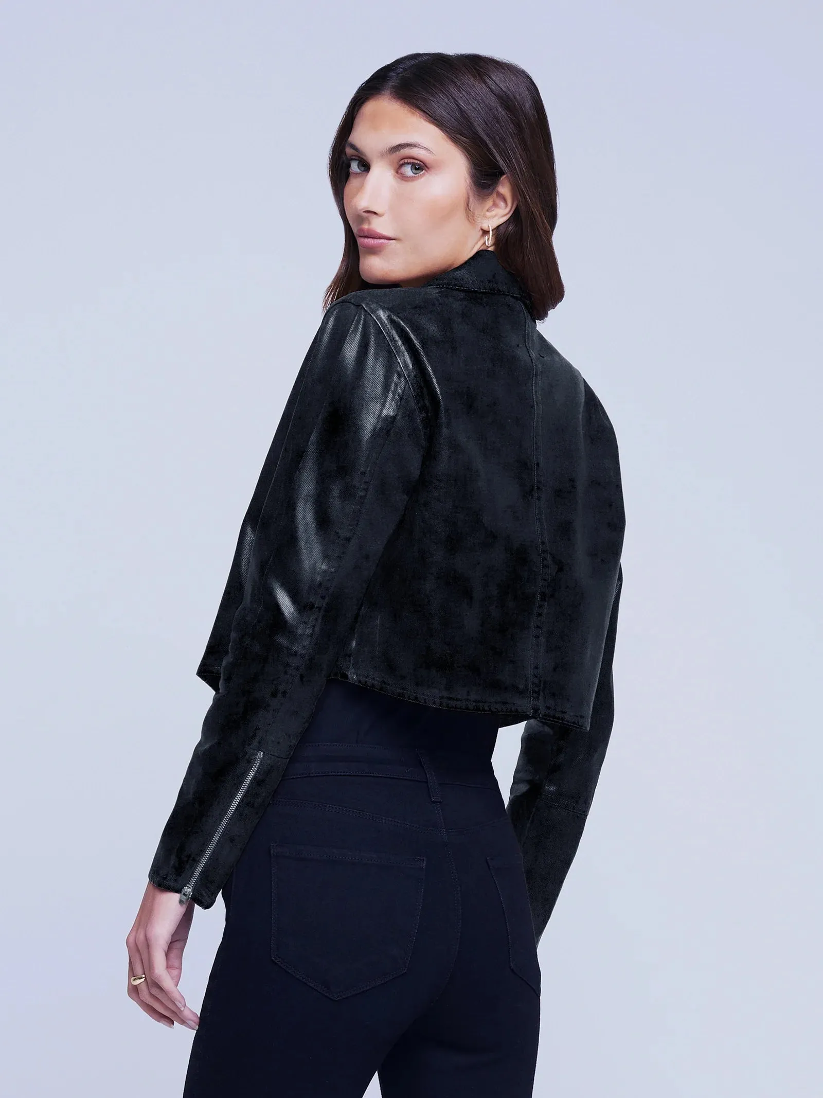 1694KDWCnoco L'Agence Laverne Crop Biker Jacket