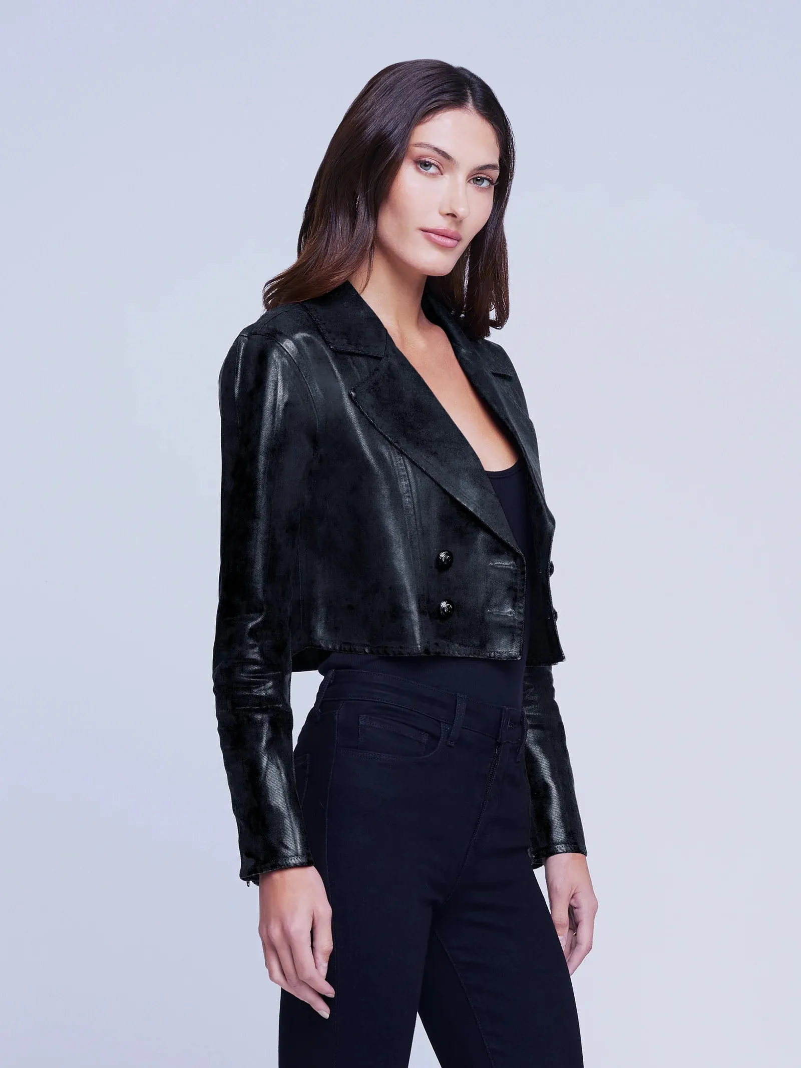 1694KDWCnoco L'Agence Laverne Crop Biker Jacket