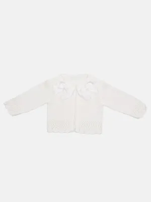 Baby Girl Cardigan with 2 Big Bows - White