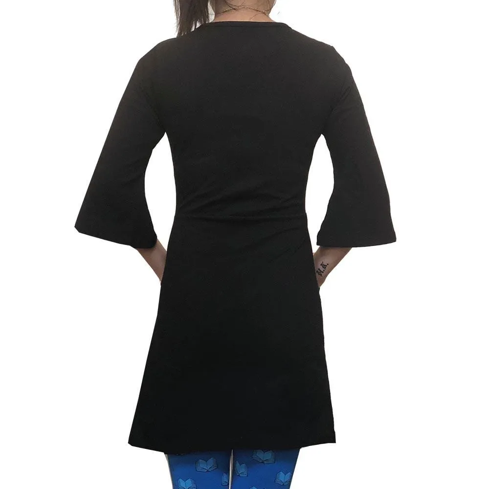 Black Bell Sleeve Curie Tunic with Pockets