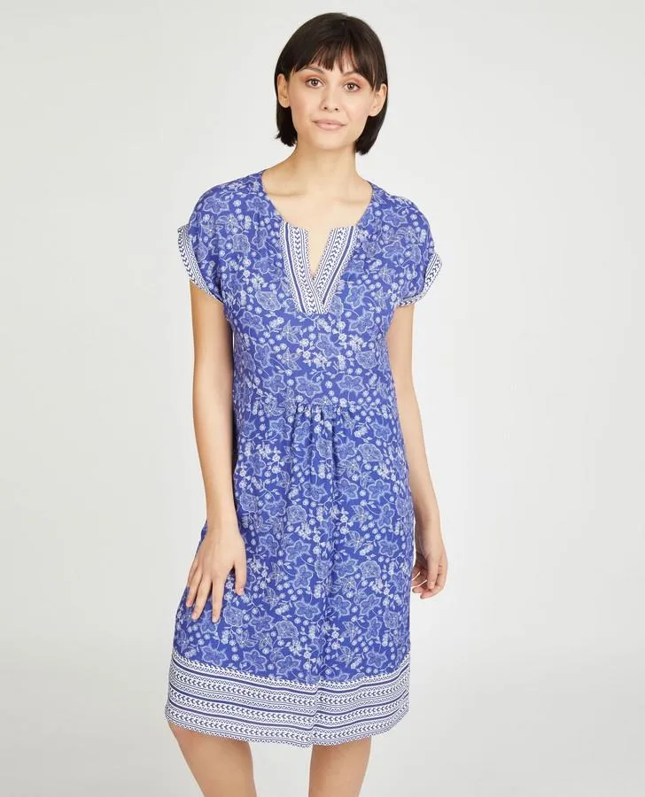 Blue Paisley and Geo Wave Tunic Dress