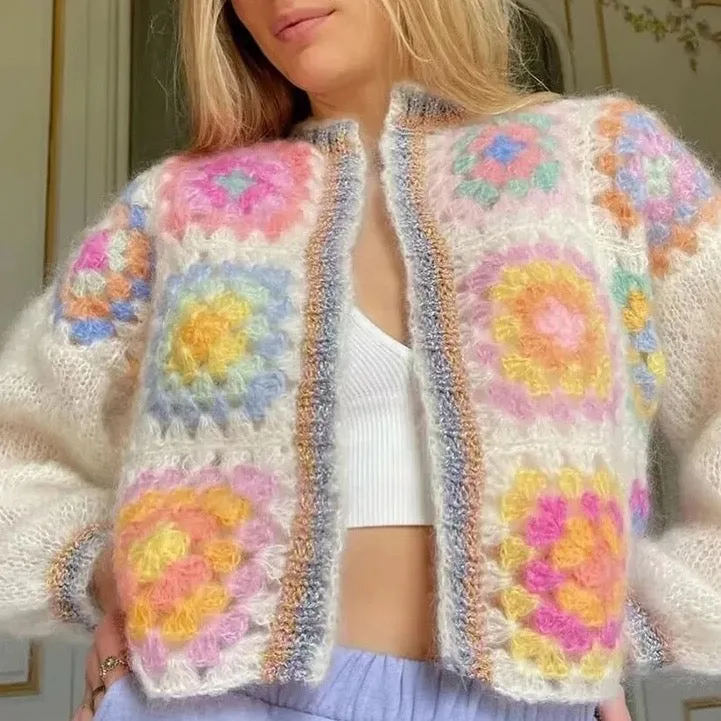 Bohemian Crochet Knit Cardigan Sweater