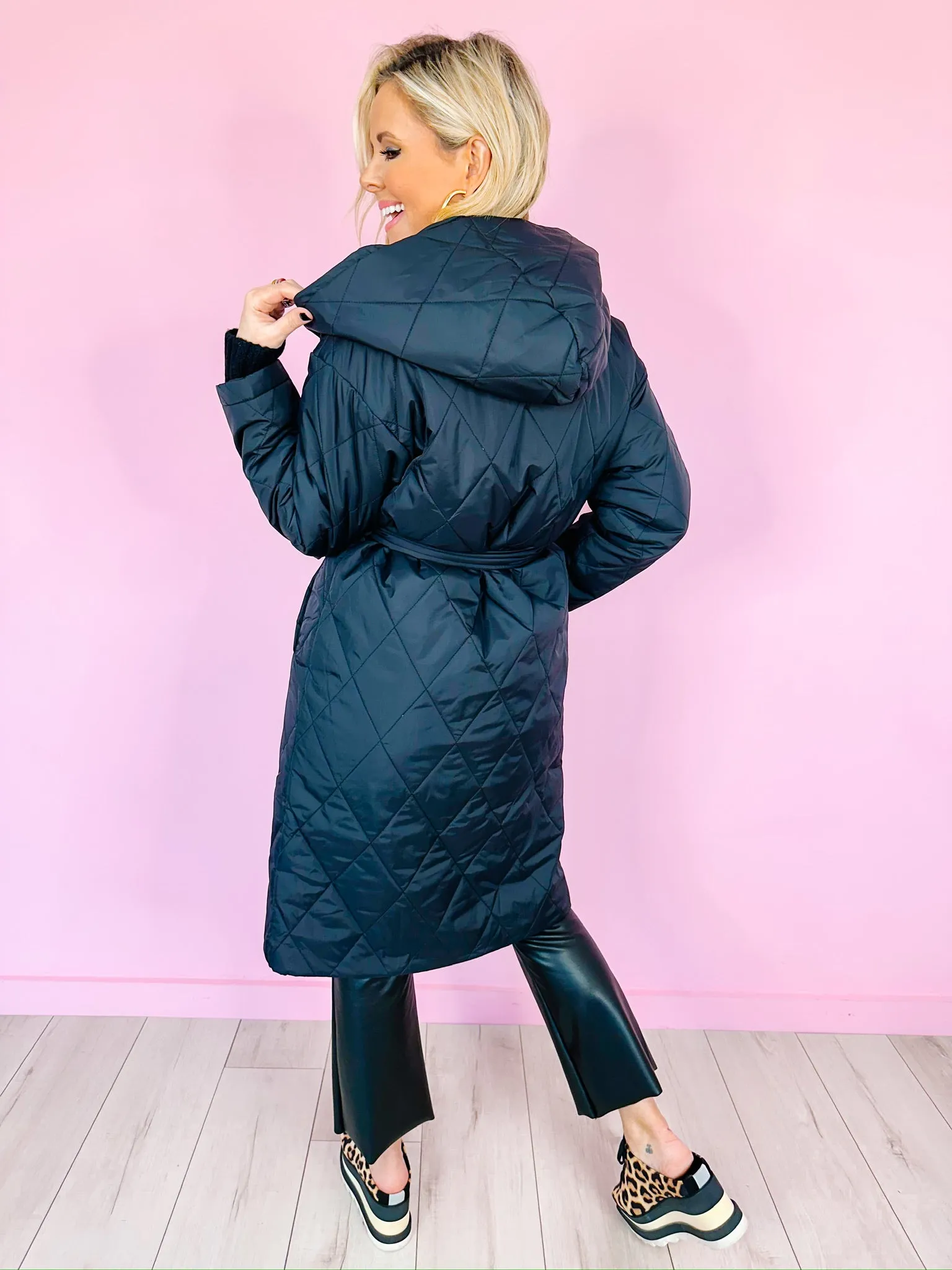 CARPOOL CHIC QUILTED COAT - BLACK