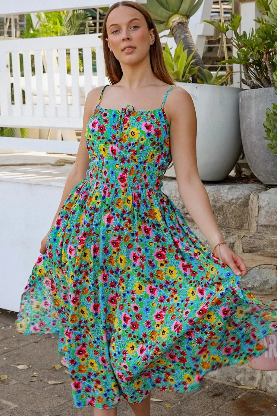 GARDEN PARTY SLIP MIDI DRESS