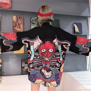 Japanese Kimono Cardigan Demon Painting