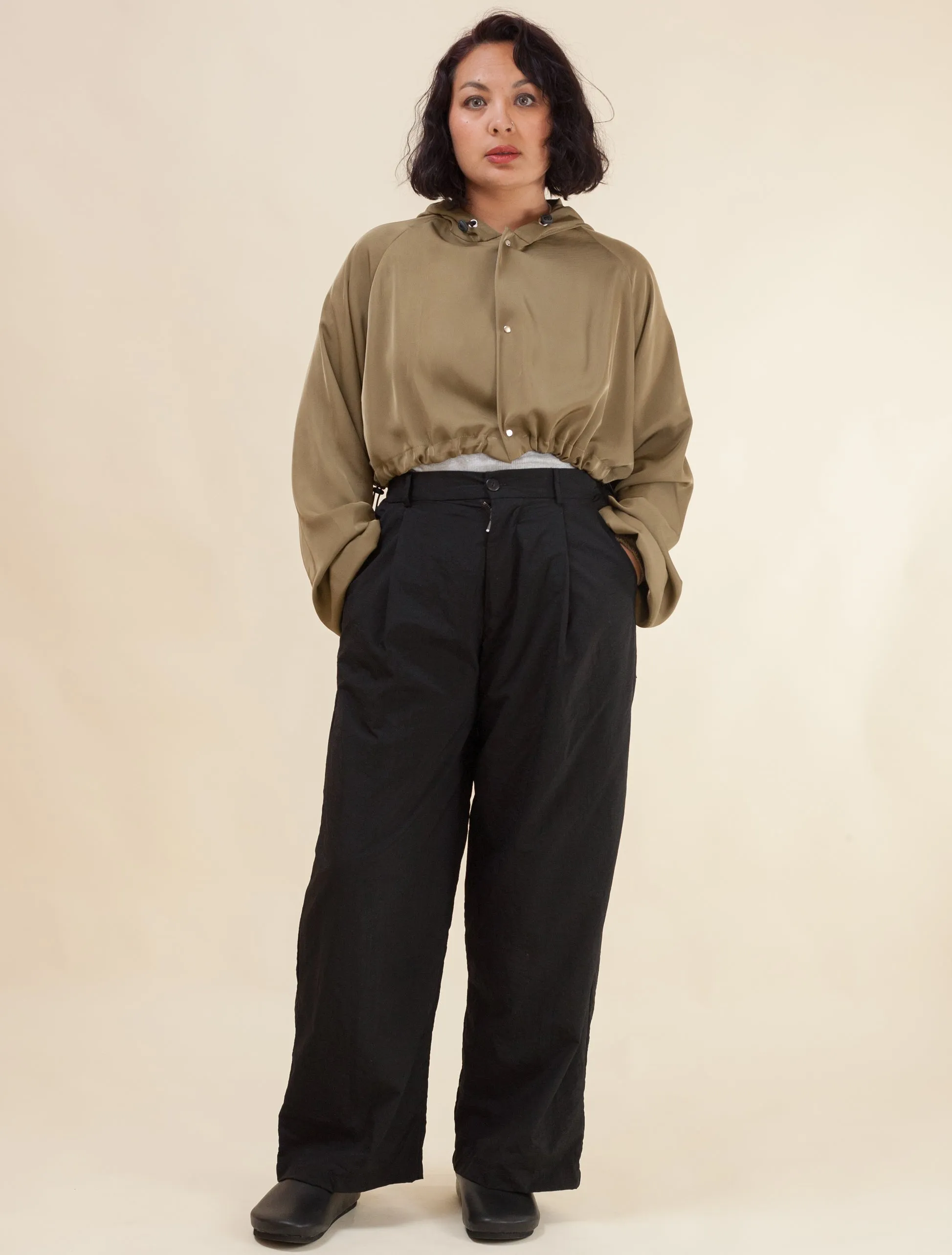 Keiko Cropped Twill Jacket  (Avocado)