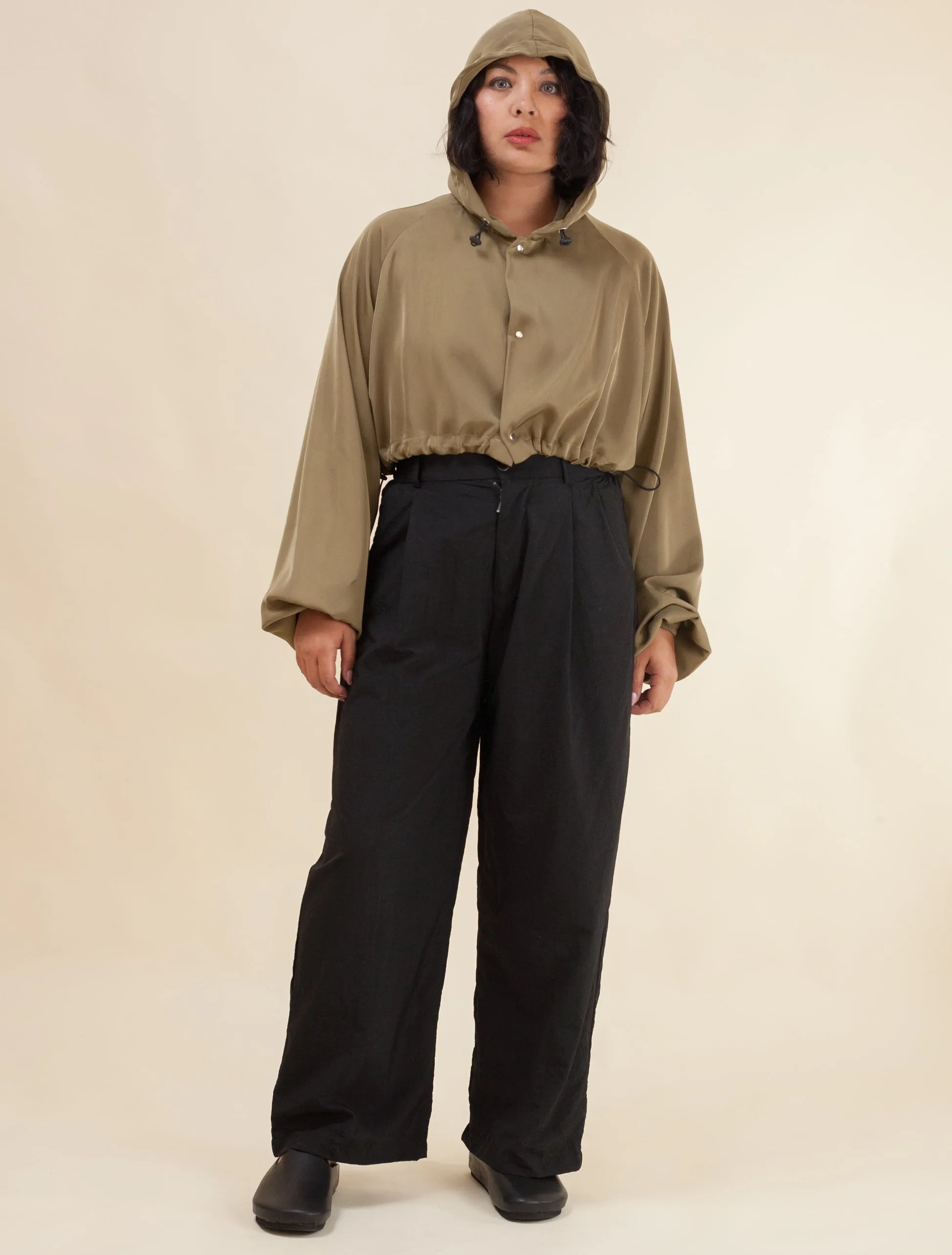 Keiko Cropped Twill Jacket  (Avocado)