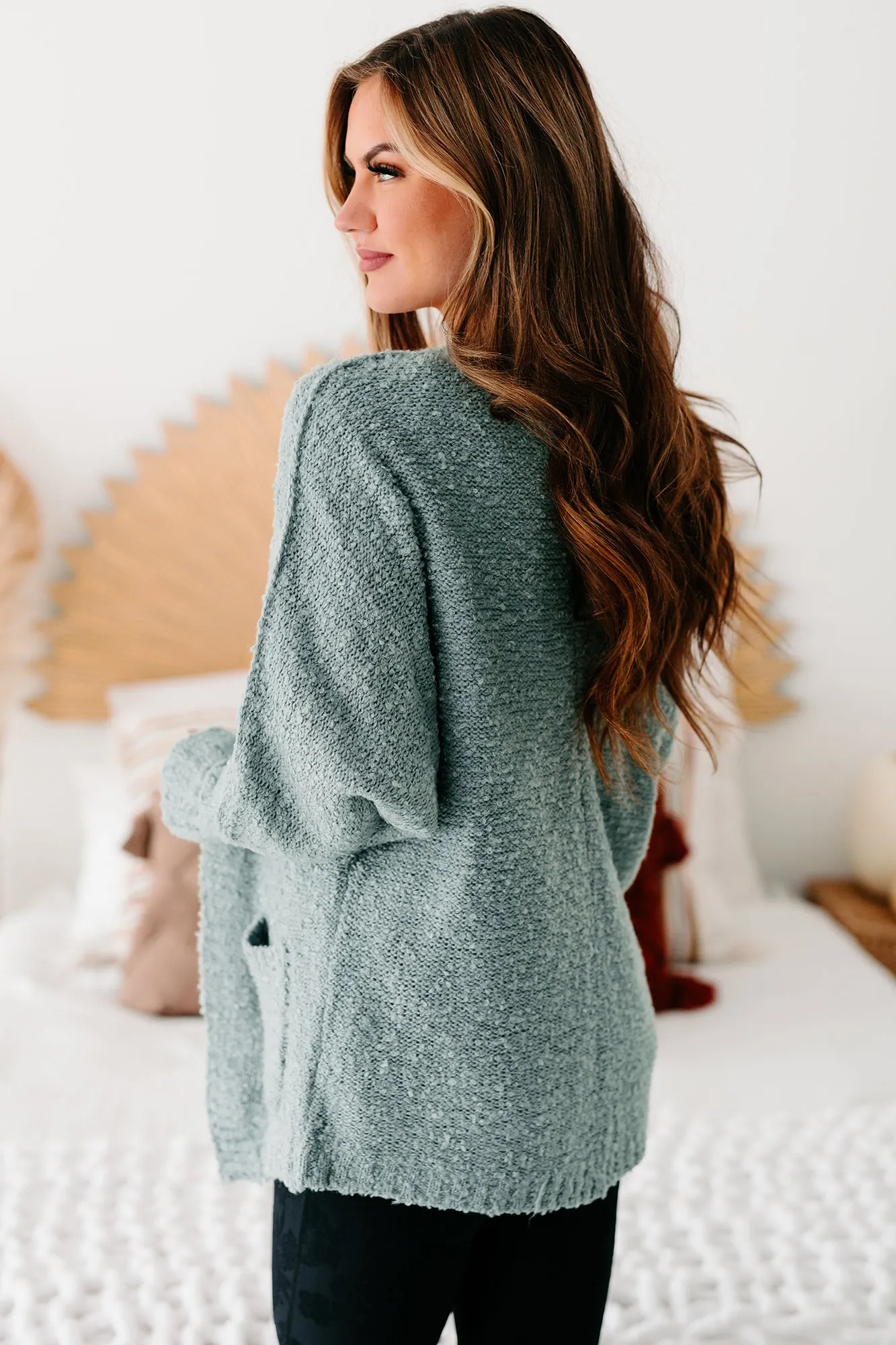 Lovely Reflection Closed Knit Cardigan (Sage)