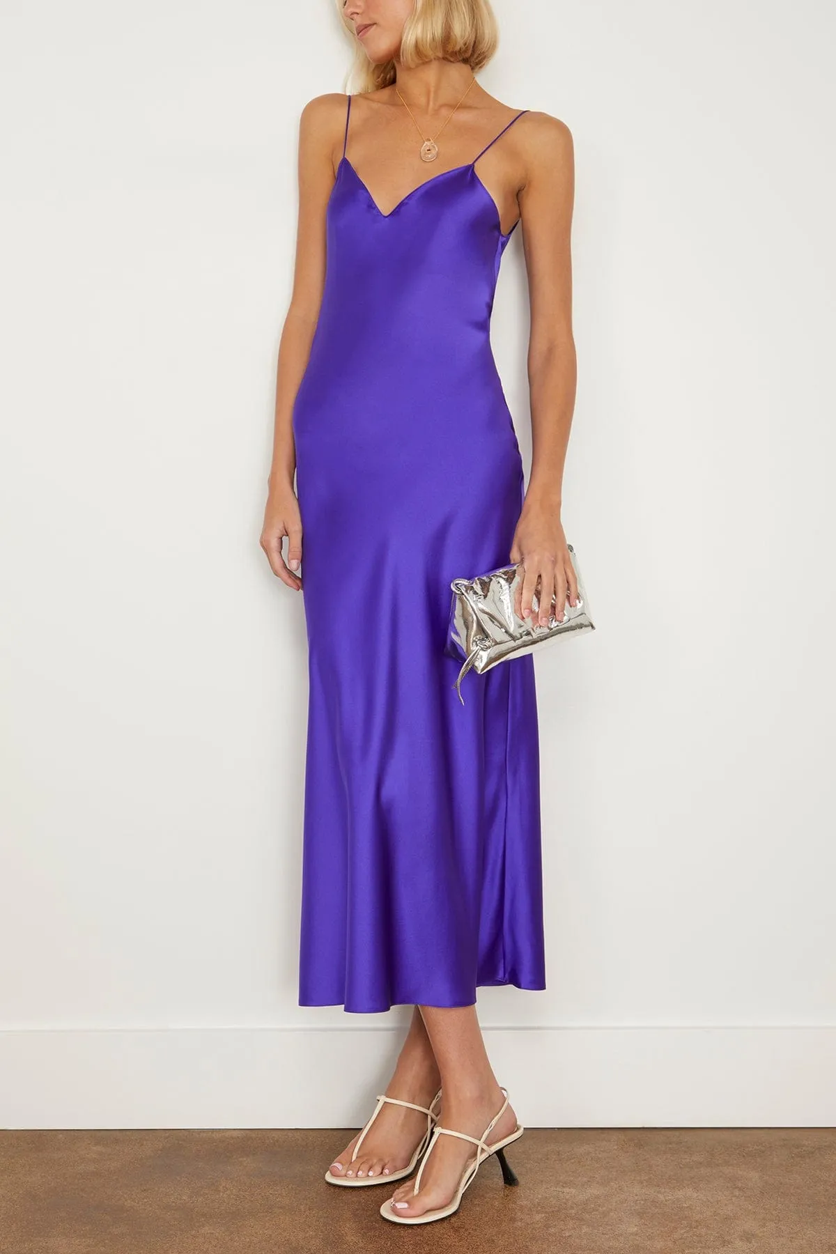 Midi Bias Slip Dress in Ultraviolet