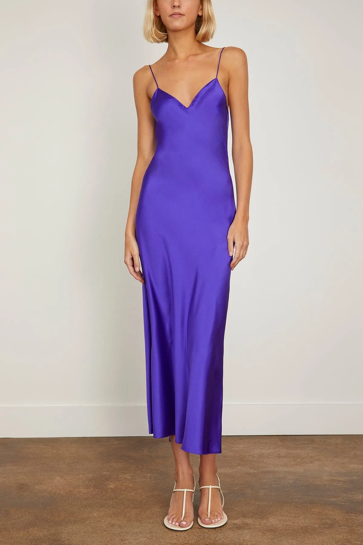 Midi Bias Slip Dress in Ultraviolet