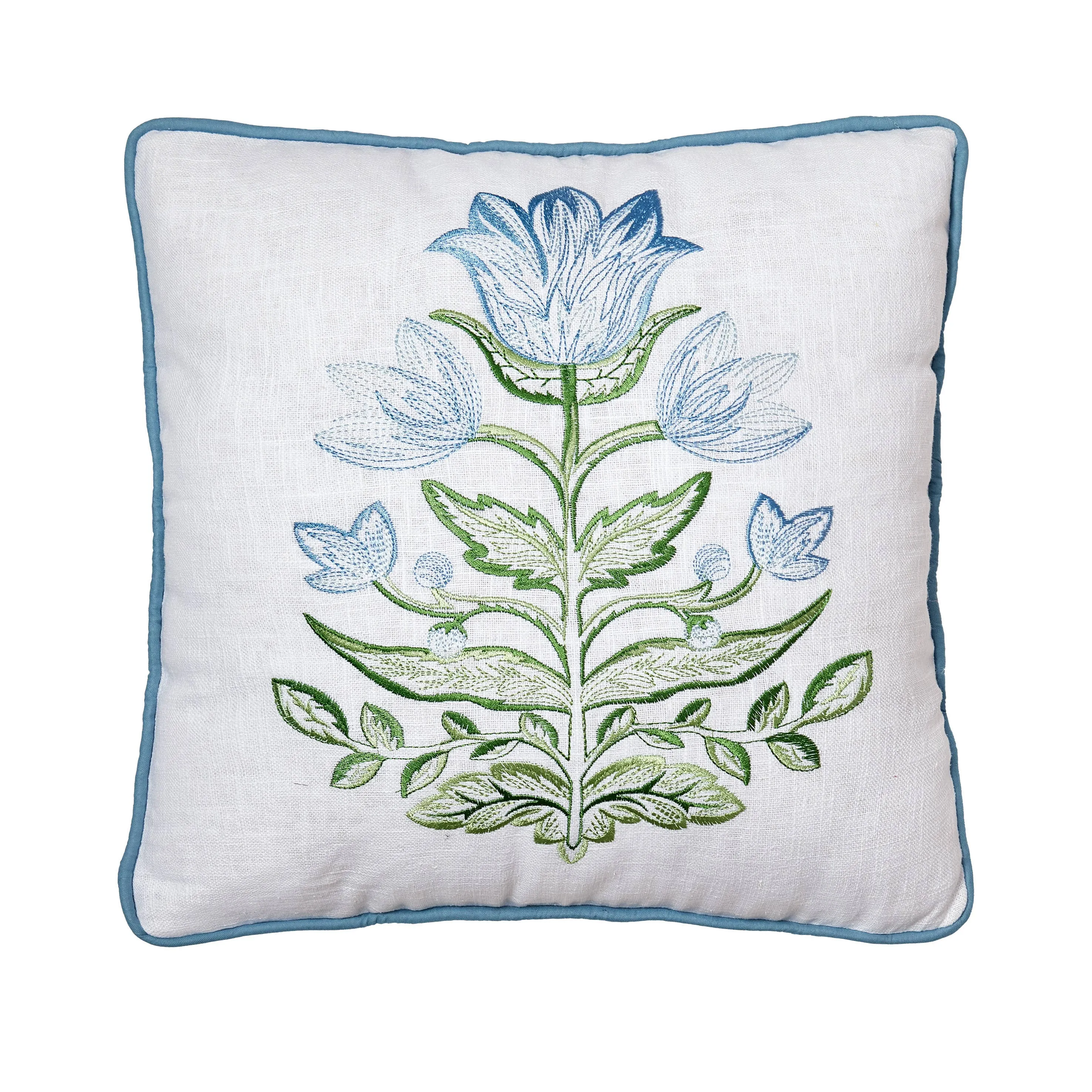 Mughal Flower Embroidered Pillow