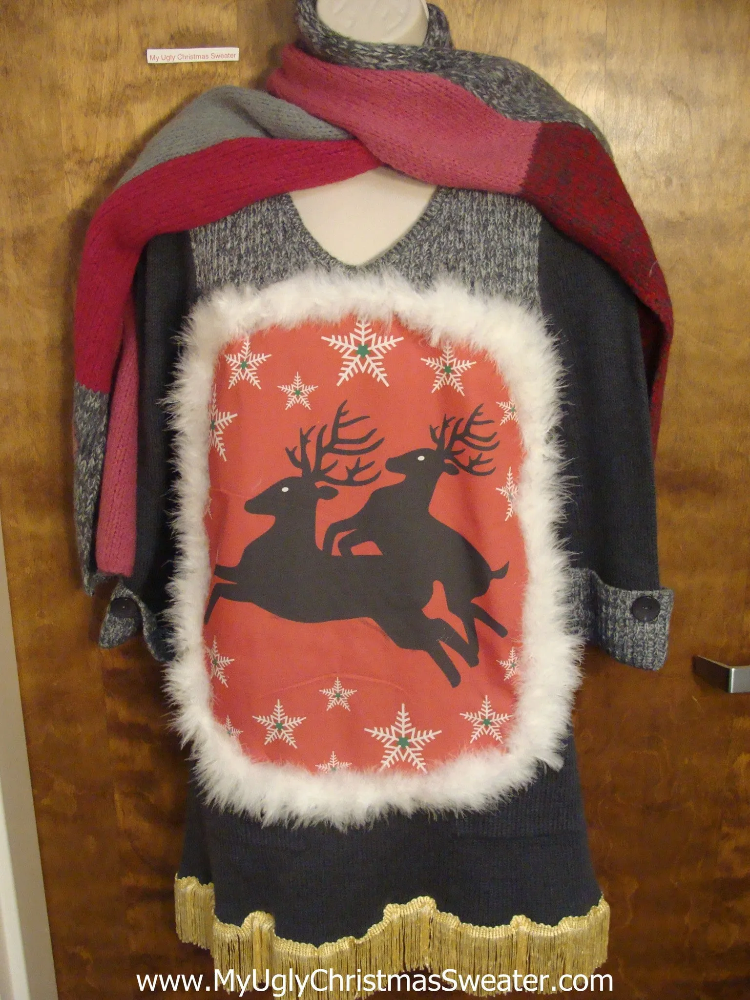 Naughty Reindeer Christmas Dress with Scarf