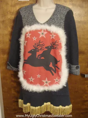 Naughty Reindeer Christmas Dress with Scarf