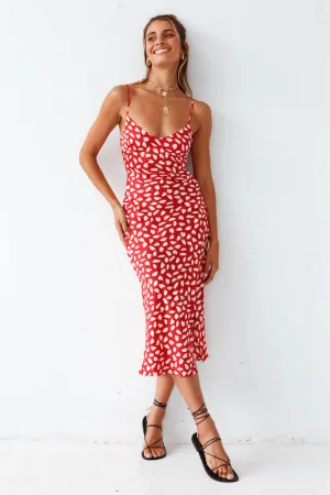 Next Flight Home Midi Dress Red