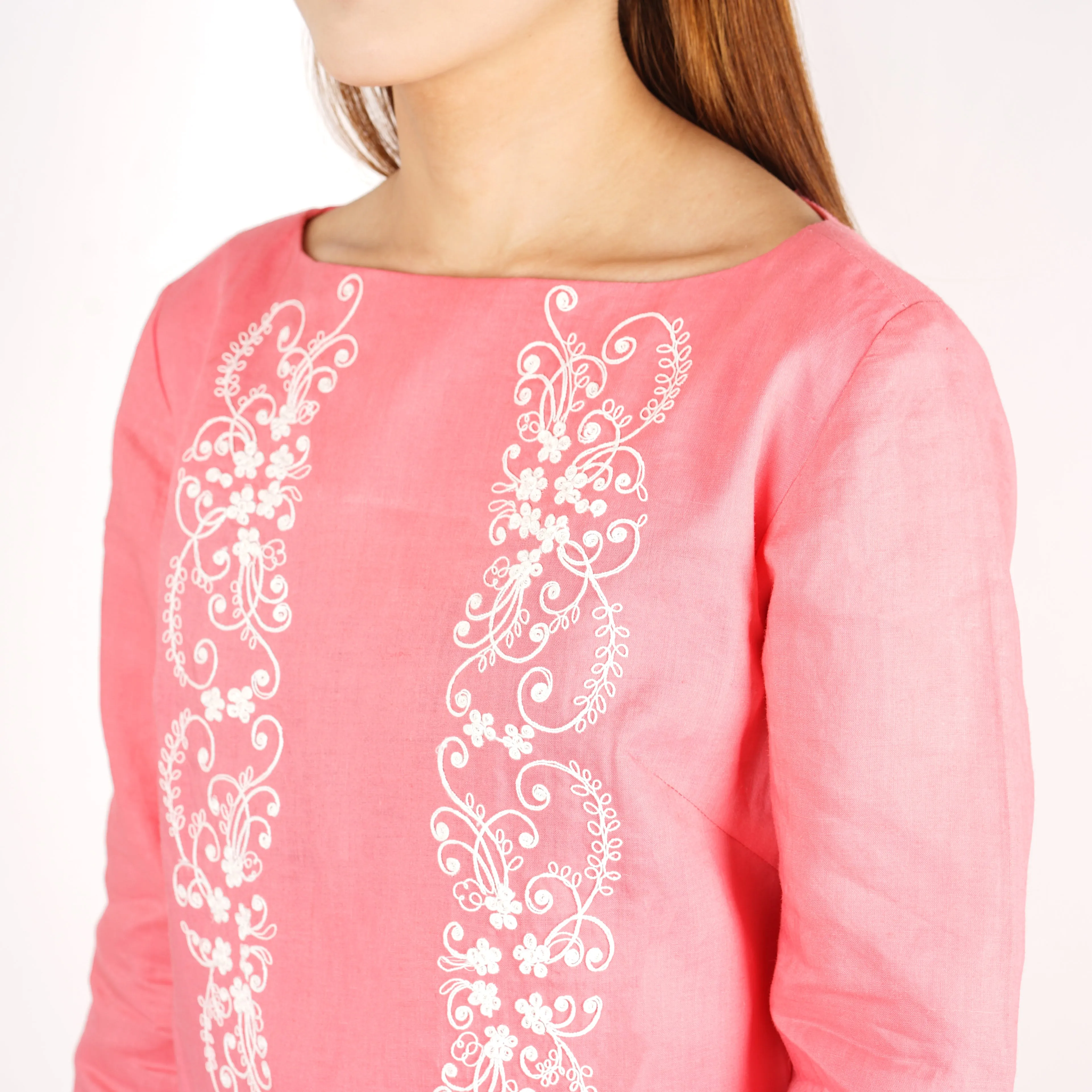 Pitchera Dress with Bullion embroidery 3/4 Sleeves