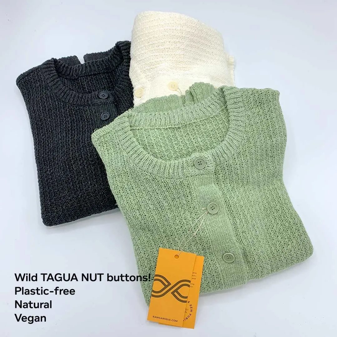 PRISCILLA 100% Organic Linen Knit Cardigan (Plastic-free Nut Buttons, OC Thread Option, 100% Biodegradable)