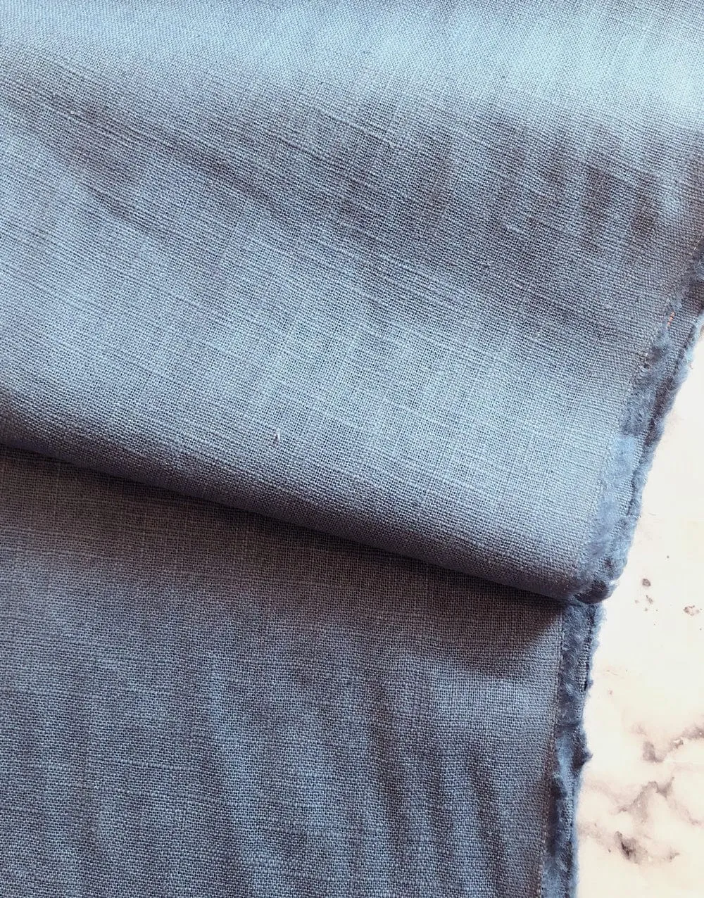 Remnant 1.7m -Denim Blue Washed Linen-Handle Fabric