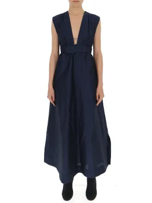 'S Max Mara Flared V-Neck Maxi Dress