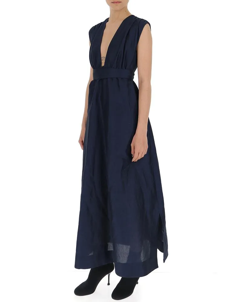 'S Max Mara Flared V-Neck Maxi Dress