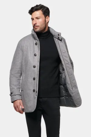 Slim Hooded Pure Cashmere Car Coat, Light Grey