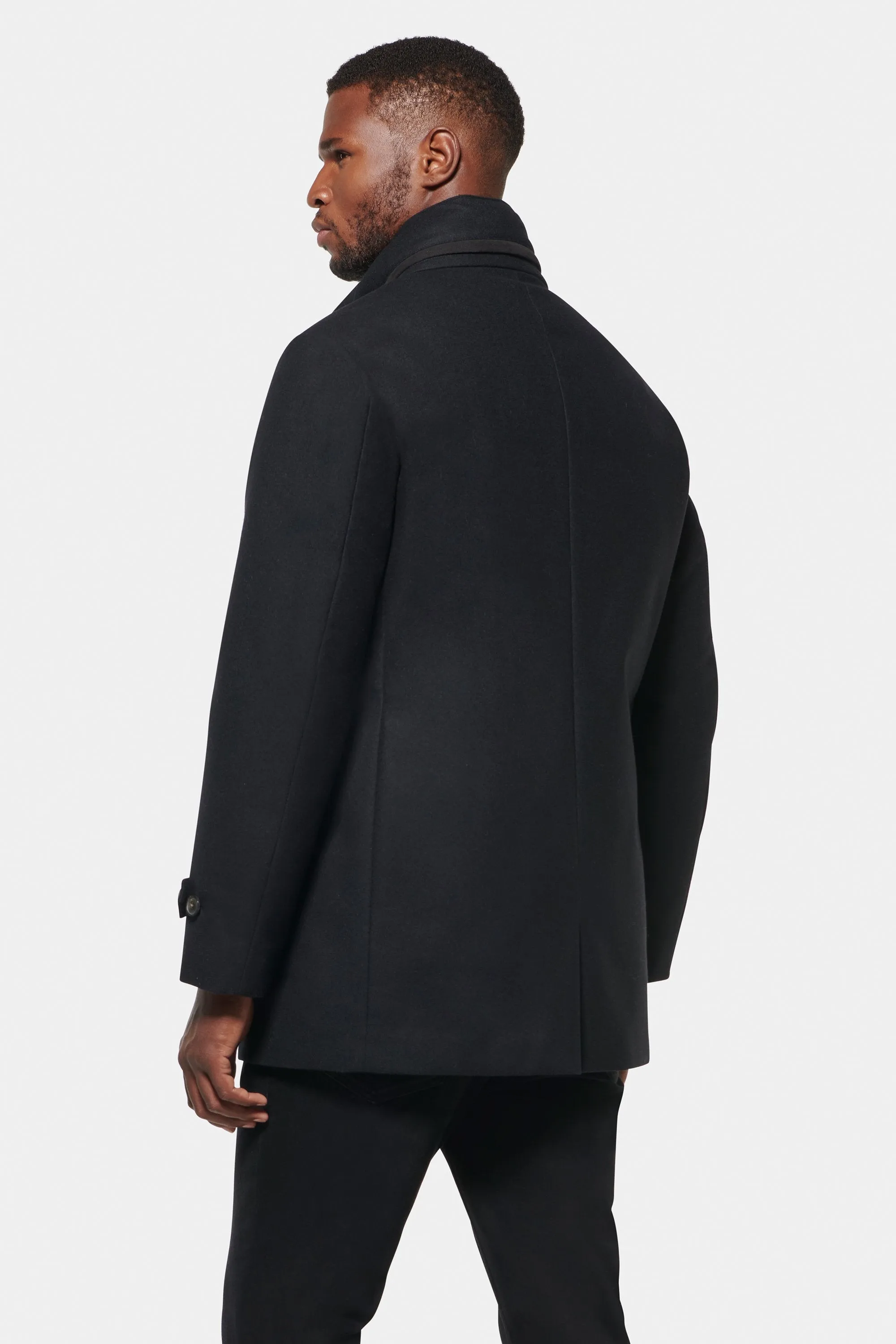 Slim Hooded Stretch Car Coat, Black