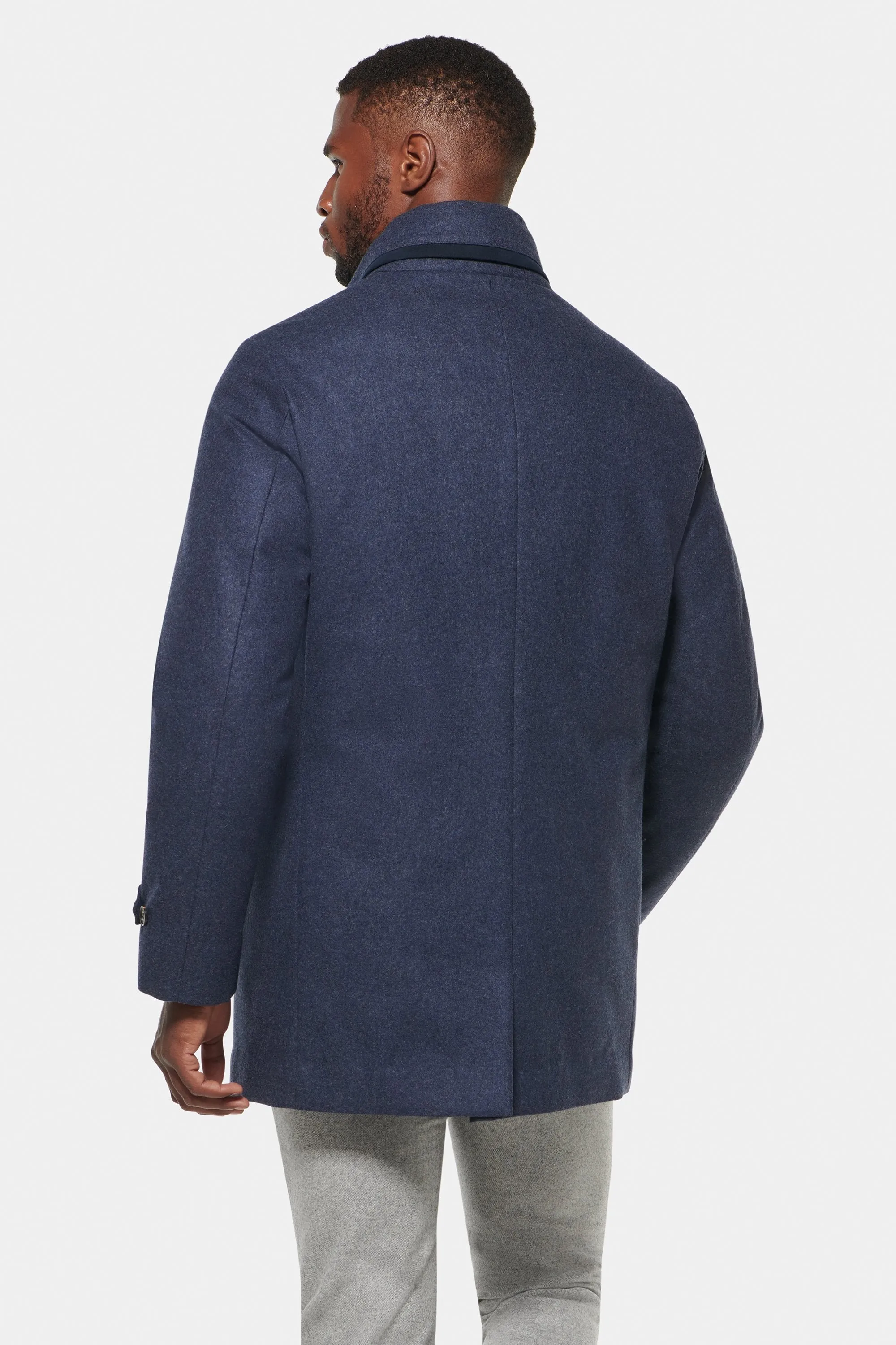 Slim Hooded Stretch Car Coat, French Blue