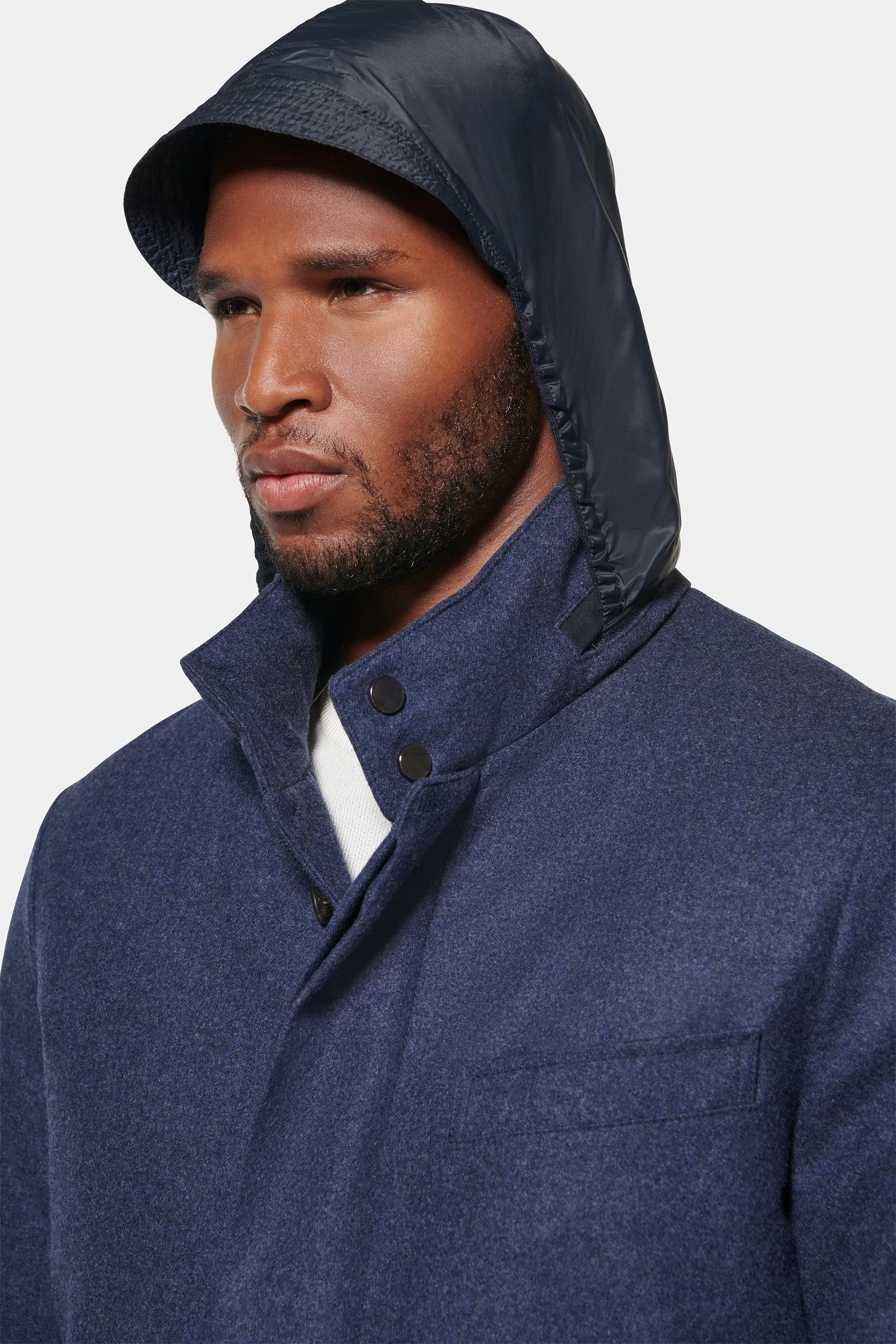 Slim Hooded Stretch Car Coat, French Blue