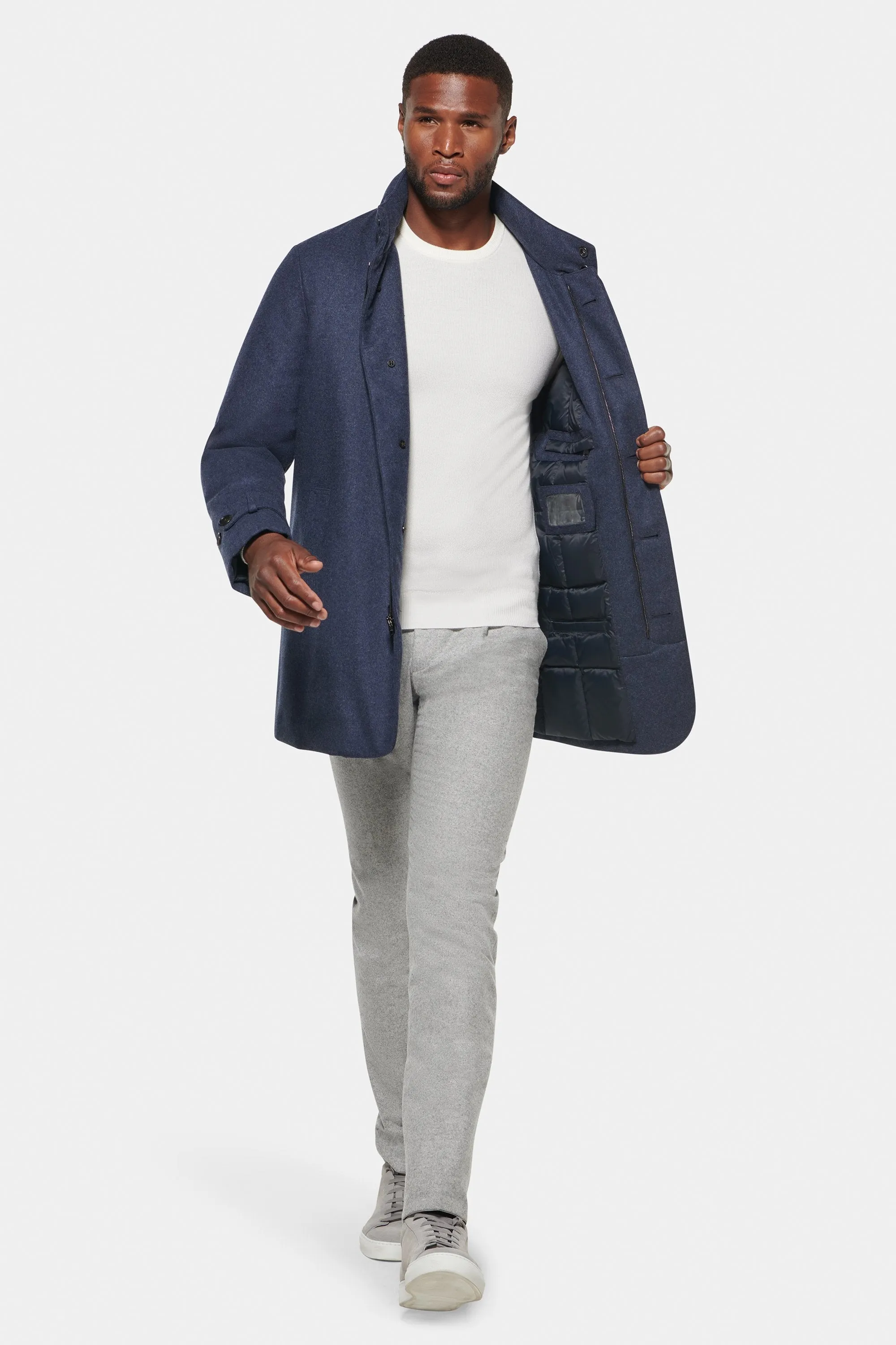 Slim Hooded Stretch Car Coat, French Blue