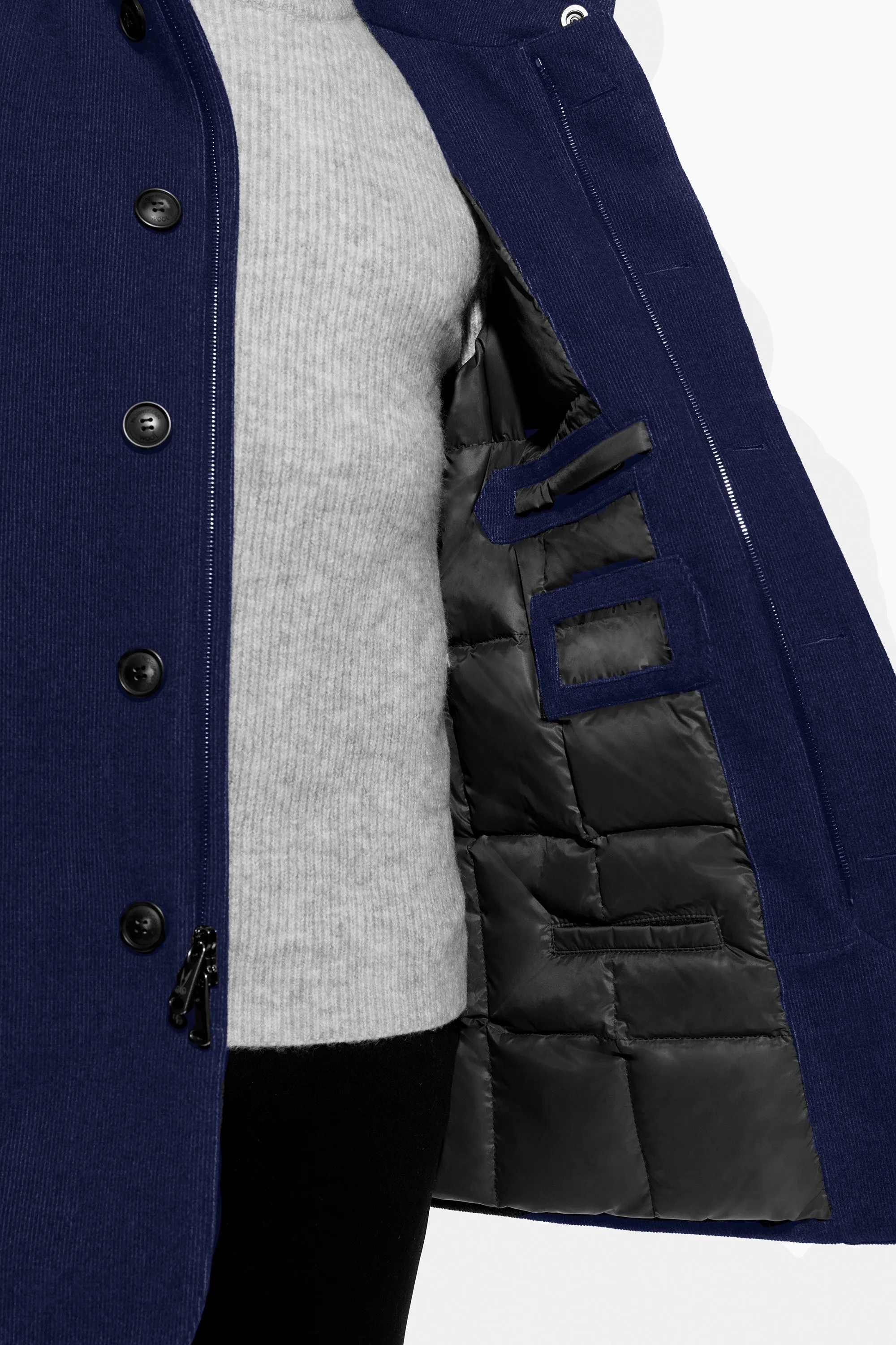 Soft Wool Textured Hooded Car Coat, Navy