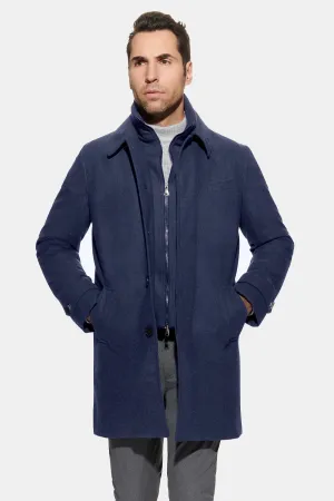 Stretch Wool Euro Coat, French Blue