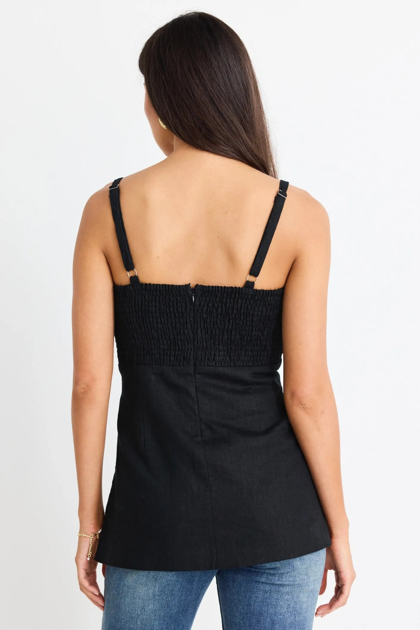 Sunkissed Black Split Hem Cami Top