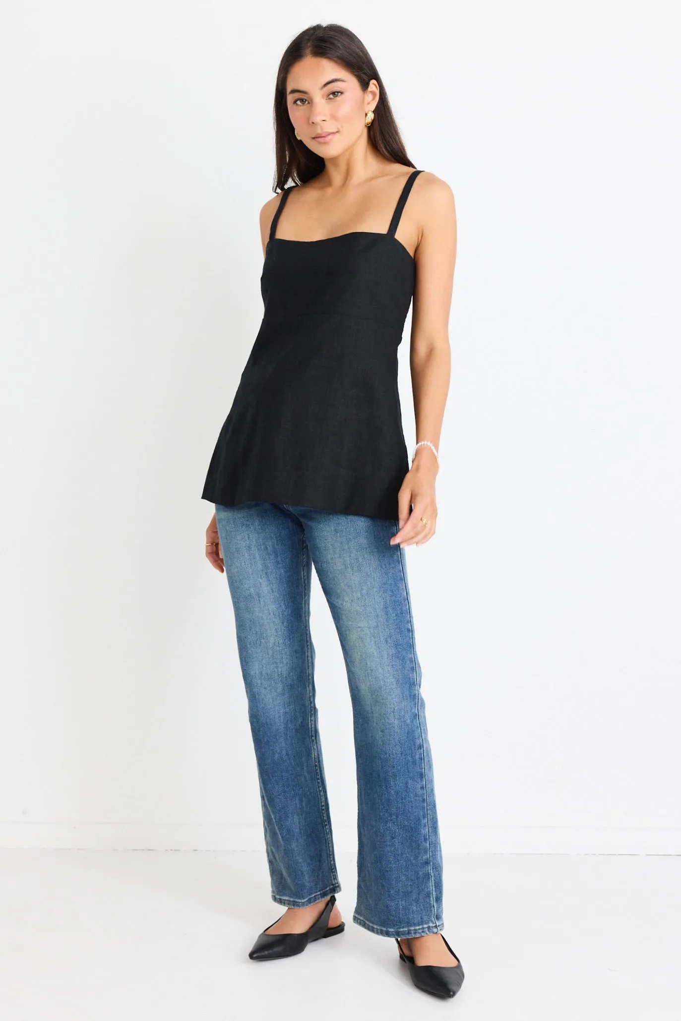 Sunkissed Black Split Hem Cami Top