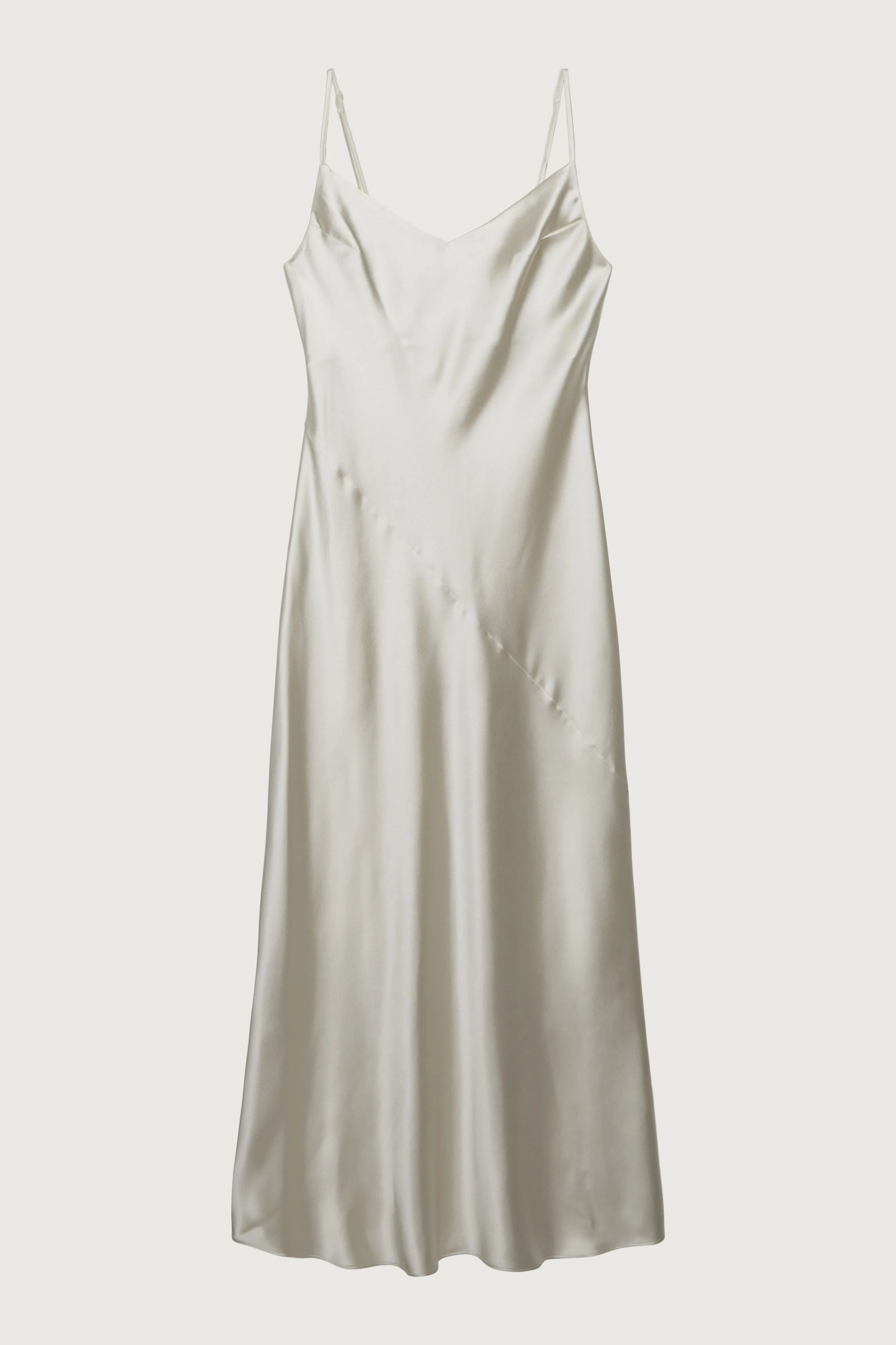 V-NECK SATIN SLIP MIDI DRESS