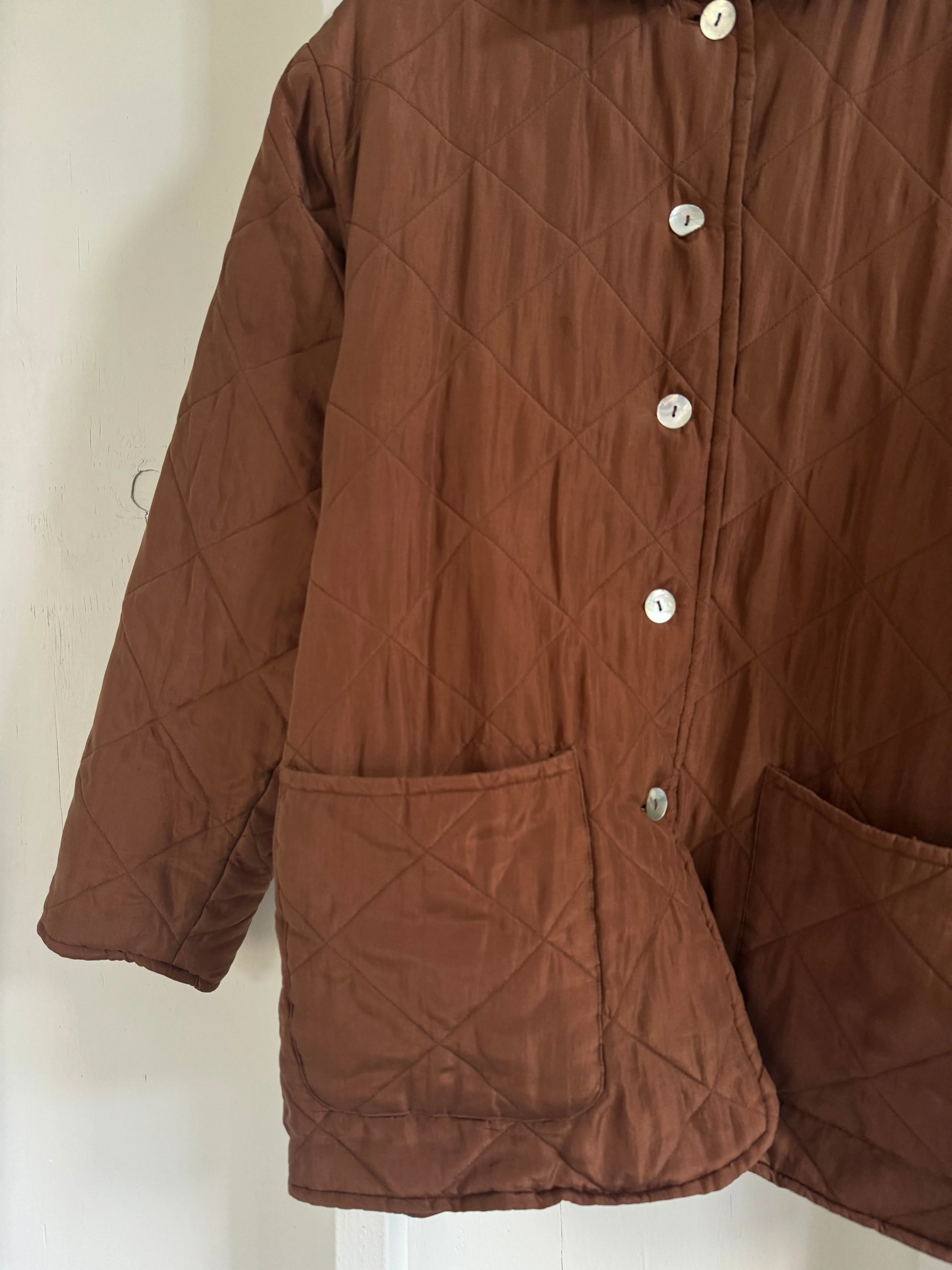 Vintage Quilted Coat - Walnut