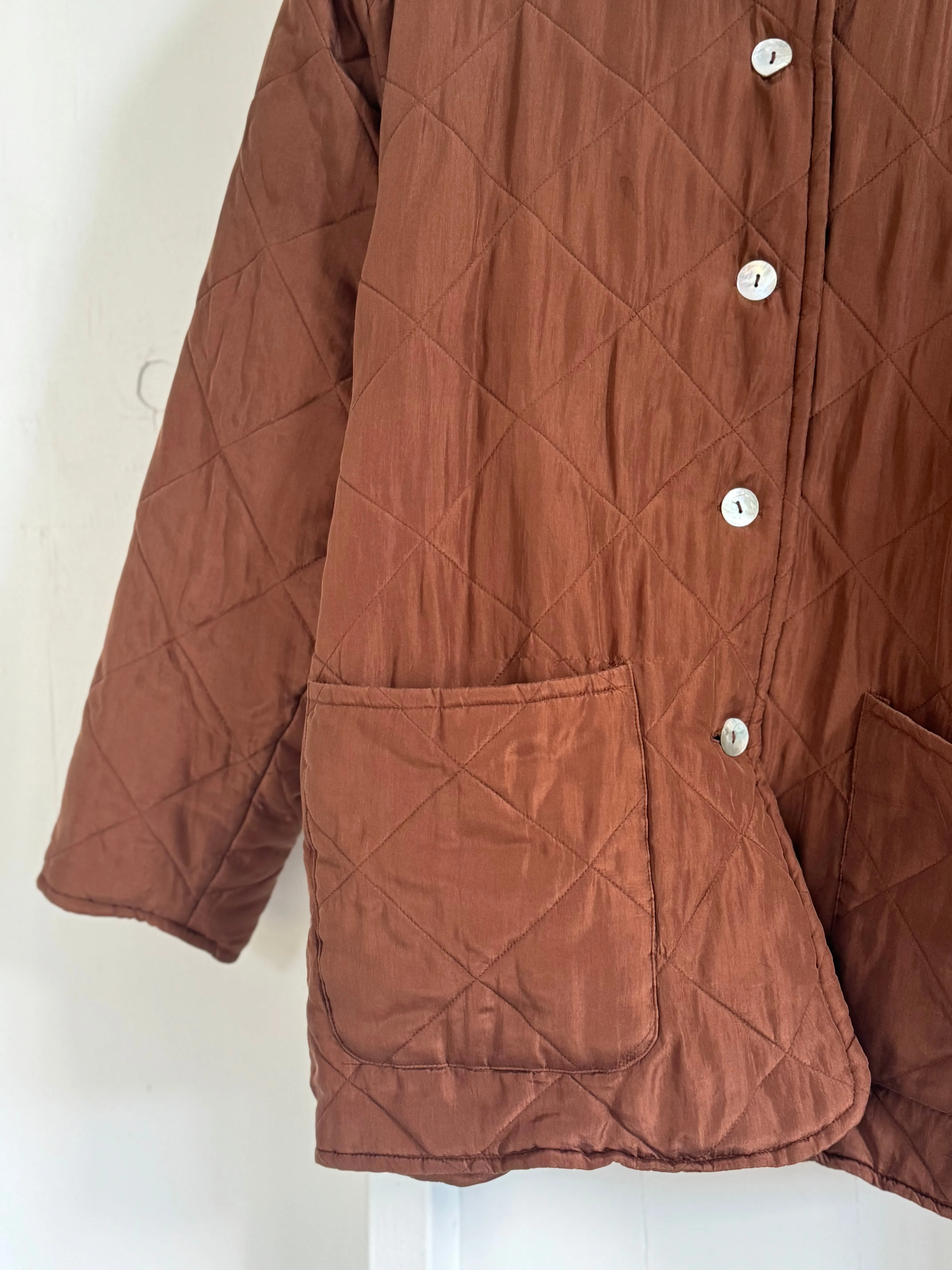 Vintage Quilted Coat - Walnut