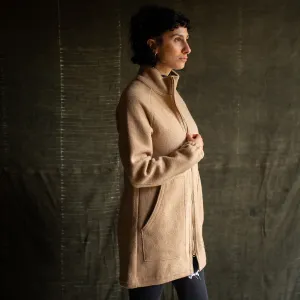 Womens Boiled Merino Wool Coat - Caramel